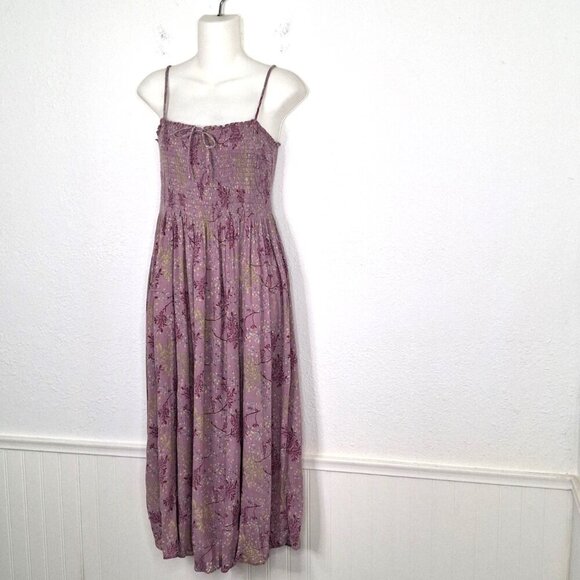 Urban Outfitters Floral Midi Dress Sz XS Smocked Full Skirt Boho Cottagecore - Picture 2 of 16